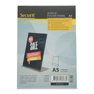 Image de Securit Porte affiche Transparent en forme de L Format A5