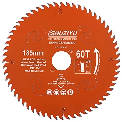 Image de LSHUZIYU, 185mm 60T, Trait De Coupe Super Fin 1.6mm. Trou 30mm. Lame Scie Circulaire À Bois