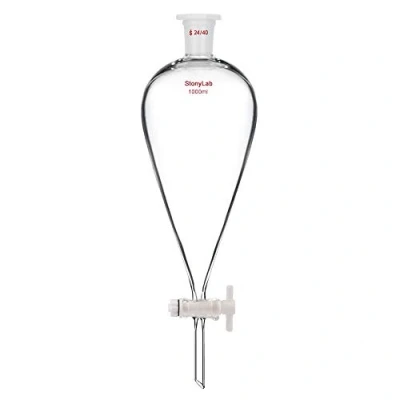 Image de StonyLab 1000 mL Entonnoir Séparateur à Paroi épaisse en Verre Borosilicaté, Separatory Funnel avec Joints 24/40 et Robinet PTFE