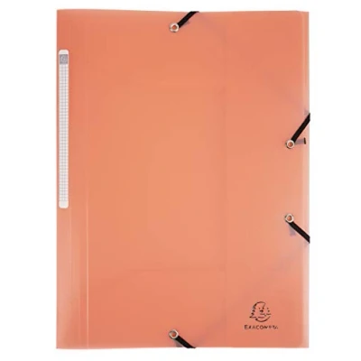 Image de Exacompta Réf. 55177E Paquet de 5 chemises à élastiques Chromaline pastel pochettes 3 rabats en polypropylène translucide dimensions 24 x 32 cm pour format A4 couleur corail