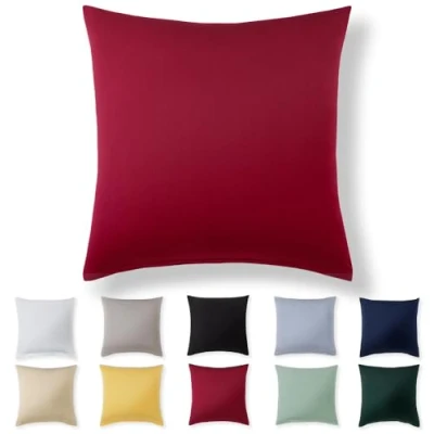 Image de Alreya Taie Oreiller 80x80 Coton Rouge 100% Jersey Coton, Housse de Coussin cm, Taies d&#039;oreiller en avec Fermeture éclair 80 x cm