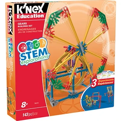 Image de STEM Explorations Gears Building Set, K&#039;NEX Education, Basic Fun, 79318, kit d&#039;apprentissage avec 3 modèles fonctionnels, jouets de construction pourfilles et garçons à partir 8 ans