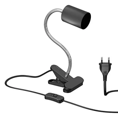 Image de ledscom.de lampe à pince, col de cygne WAIKA, interrupteur, noir mat, 1x GU10 max. 15W, cygne, vis, table, table