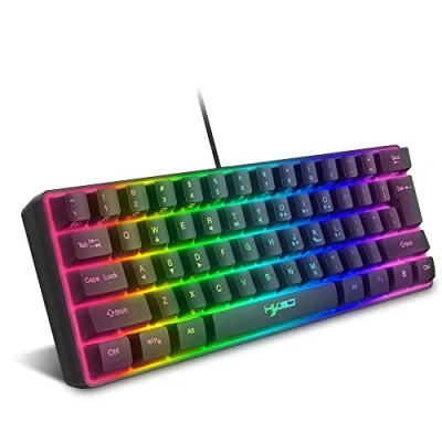 Image de Clavier de jeu filaire RVB 60 % 61 Touches Mini portable compact avec rétroéclairage 11 chroma flottantes en ABS anti ghosting complètes USB bureau/jeu