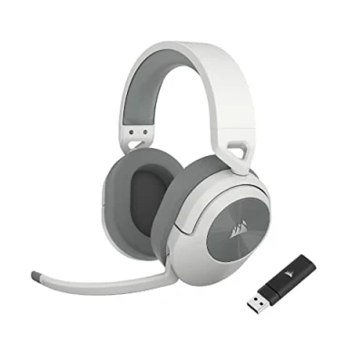 Image de CORSAIR HS55 WIRELESS Casque de Jeu Léger Son Surround Dolby 7.1 Microphone Omnidirectionnel Portée Jusqu&#039;à 50 Pieds Compatible iCUE PC, Mac, PS5, PS4 Blanc