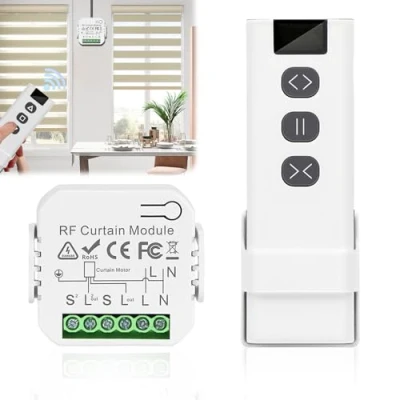 Image de commande de volet roulant sans fil Kit mise à niveau du moteur : radio Nizirioo pour volets roulants, stores et auvents Composé d&#039;une télécommande RF + module récepteur,