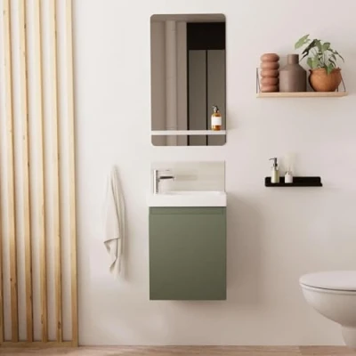 Image de MOB IN Ensemble Lave Mains Vert + Miroir Lisa