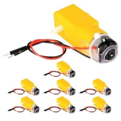 Image de GERUI Lot de 8 moteurs à engrenages TT DC double arbre 1:48 Moteur 3 6 V 12 Avec pré câblé CC Pour robot voiture intelligent Arduino (moteur câblé)