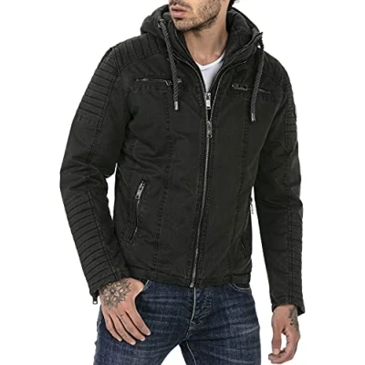 Image de RED BRIDGE Veste d&#039;hiver pour hommes Blouson de transition matelassée à capuche Noir M