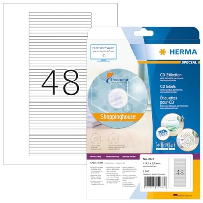 Image de Herma 5078 Étiquettes CD Box 114,3 x 5,5 A4 Blanc