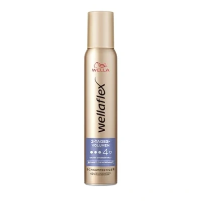 Image de Wellaflex Mousse coiffante pour femme Tenue flexible jusqu&#039;à 2 jours cheveux volumineux Doux le cuir chevelu Testé dermatologiquement Sans silicone 4 200 ml