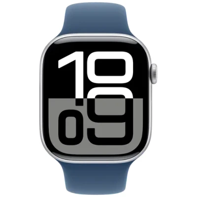 Image de Apple Watch Series 10 46mm Argent (Bracelet En Silicone Bleu S/M)