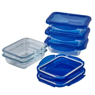 Image de Pyrex Cook &amp; Go Lot de 5 LunchBox Rectangulaires 0,8L Verre Borosilicate Compatible four, micro ondes et lave vaisselle Made in France