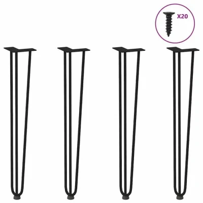 Image de vidaXL Pieds de table en forme d&#039;épingle à cheveux 4 pcs noir 72 cm 4012444
