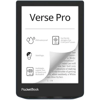Image de PocketBook Verse Pro E Reader étanche Écran tactile HD Ink Carta™ de 6&quot; pour les yeux livre audio et lecteur électronique Fonction synthèse vocale SMARTlight 16 Go WiFi