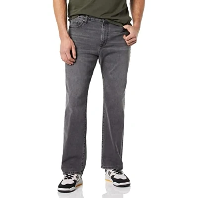 Image de Amazon Essentials Jean Bootcut à Coupe Droite Homme, Gris Délavé, 31W / 34L
