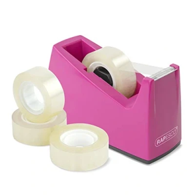 Image de Rapesco 1621 Dévidoir de Ruban 300 avec 4 Rouleaux, Rose Vif
