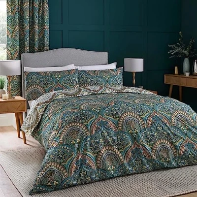 Image de Dreams &amp; Drapes Design Palais Parure de lit réversible pour King Size Bleu Sarcelle