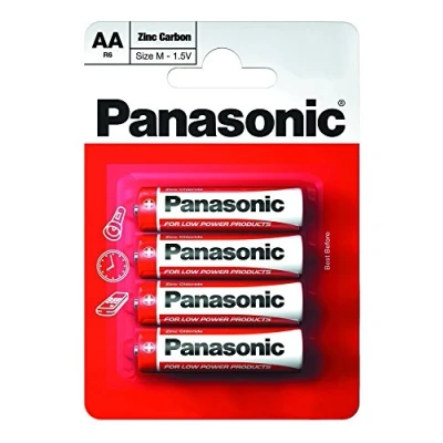 Image de Panasonic Lot de 4 Piles AA Zinc Carbone à Usage Unique (Le Colis Peut Varier)