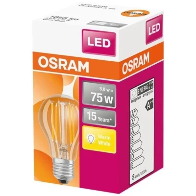 Image de Osram Ampoule led retrofit classic a75 7,5w/827 230v fil e27 fs1 4058075112360