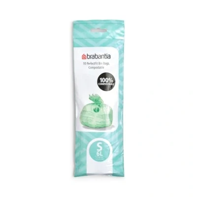 Image de Brabantia sacs poubelle compostables PerfectFit S, 6 litres [10 par rouleau]