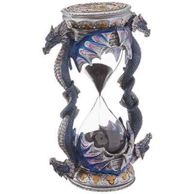 Image de Design Toscano Dragon de la Porte Mort Statue Sablier Décor Gothique, 15 cm, polyrésine, palette complète couleur