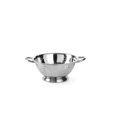 Image de HENDI Passoire de cuisine, egouttoir, tamis pour la cuisine et le lavage des pâtes, nouilles, fruits, légumes, salades, rond, perforée, avec base 2 poignées, ø240x(H)110 mm, Inox