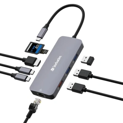 Image de Verbatim CMH 09 USB Type C 10000 Mbit/s Argent Neuf