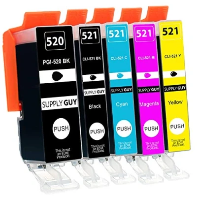 Image de Supply Guy 5 Cartouches d&#039;encre avec Puce Compatible Canon PGI 520 / CLI 521 pour Pixma IP3600 IP4600 X IP4700 MP540 MP550 MP560 MP620 MP630 MP640 R MP980 MP990 MX860 MX870
