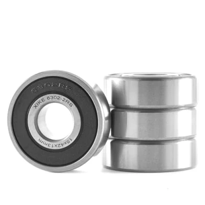 Image de XiKe Lot de 4 roulements à billes 6302 2RS 15 x 42 13 mm Prélubrifiés Acier chromé Double joint en caoutchouc Roulement rainuré 6302RS avec couvercles