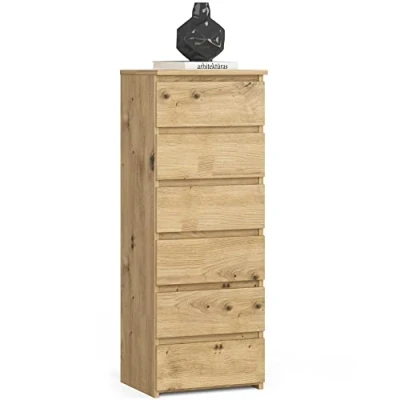 Image de AKORD Commode Tiroirs roulants Fonctionnel Idéal en Set Robuste Design Universel Chêne Artisanal