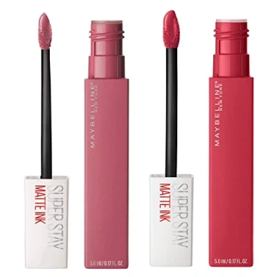 Image de Maybelline New York SuperStay Matte Ink Lip Tint Colour 15 Lover + 80 Ruler 2 rouges à lèvres avec applicateur pointu