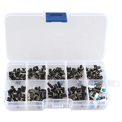 Image de HALJIA 10 valeurs 100 pcs tactile Push Button Switch Micro momentané Tact Assortiment kit (100)
