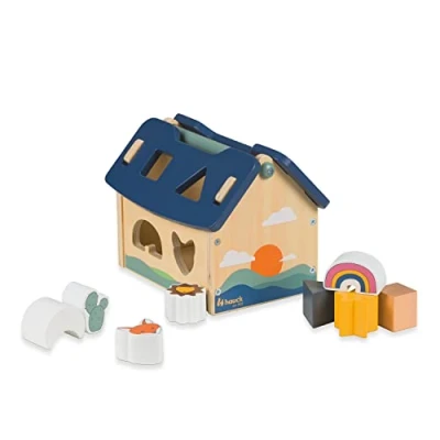 Image de hauck Trieur de Forme Bebe Sort N Build, Cube d&#039;Activité Bébé dès 1 An en Bois Durable (certifié FSC®), 8 Pièces, Stimule la Reconnaissance des Formes et Concentration