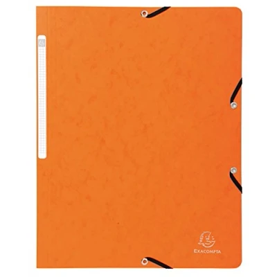 Image de Exacompta Réf. 5564E 1 chemise à élastiques sans rabat pochette en carte lustrée 400 g/m2 dimensions 24 x 32 cm pour documents au format A4 couleur orange