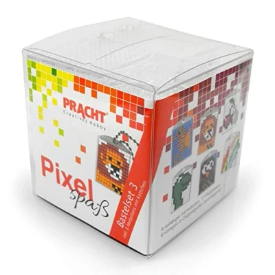 Image de Pracht Creatives Hobby Pixel P90010 63501 Kit de bricolage amusant 3 pour enfants, système d&#039;assemblage simple avec des petites pierres en bioplastique créer 6 porte clés (médaillons)