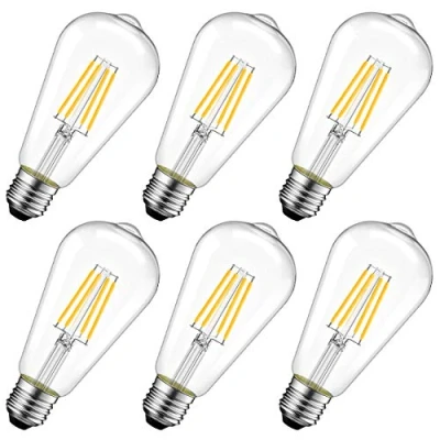Image de 8W Ampoule LED Filament E27 ST64, Equivalent à Incandescente 60W, Rétro Edison, 806LM 2700K Blanc Chaud, Non dimmable, Lot de 6, LVWIT