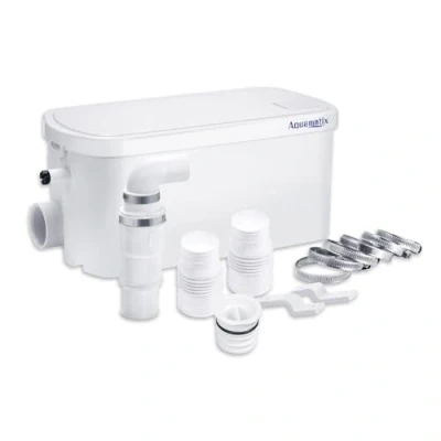 Image de Aquamatix Pompe de douche 250W compacte Relevage 8m Distance pompage verticale 100L/min pour douches, éviers 2 entrées