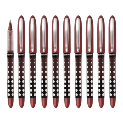 Image de Westcott PULSAR E 730631 00 Lot de 10 stylos à encre rouge Épaisseur trait précise 0,5 mm Indicateur niveau d&#039;encre Technologie capillaire Transparent