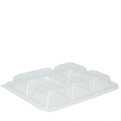 Image de Couvercle pour Plateau à Tapas en canne sucre 5 compartiments Blanc