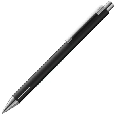 Image de Lamy econ Stylo à bille 240 en acier inoxydable noir mat et clip incurvé marquant, avec recharge grande capacité M 16 noire, largeur de trait
