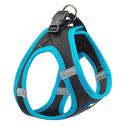 Image de Ferplast Harnais Chien Taille Moyenne Kaori M, pour Respirant, Rembourré et Ajustable, Facile à Porter, Bords Réfléchissants, Poitrine 44 48 cm. Bleu