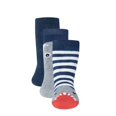 Image de EWERS pack de 3 chaussettes d&#039;arrêt requin SoftStep, antidérapantes avec semelle en caoutchouc, MADE IN GERMANY, paires pour enfants, garçons, taille 21 22