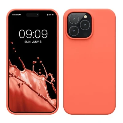 Image de kwmobile Housse Compatible avec Apple iPhone 14 Pro Max Coque de téléphone Fine Finition Douce Corail Vif