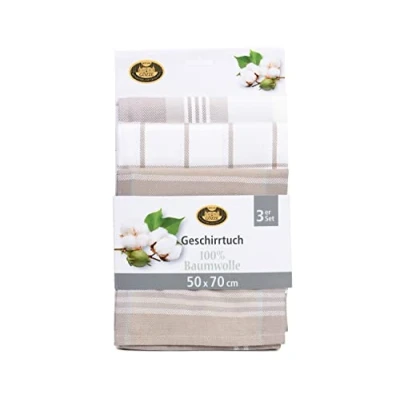 Image de Gözze Lot de 3 Torchons, 100% coton, haute densité (260 g/m²), 50 x 70 cm Boue