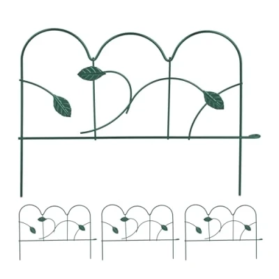 Image de Relaxdays Bordure de Jardin, Lot 4 éléments, métal, H x L : 28x38,5 cm chacun, extérieur, à Planter dans Le Sol, Vert