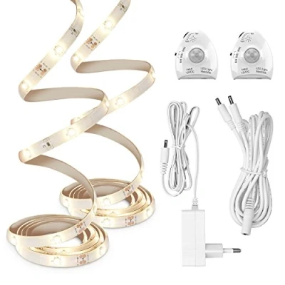 Image de kwmobile Ruban lumineux LED capteur Bande lumineuse détecteur de mouvement éclairage lit Bandeau lumière réglable avec prise secteur