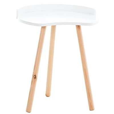 Image de CLP Table D&#039;Appoint Au Style Scandinave Jannis en Bois I De Chevet Originale avec Plateau MDF Et 3 Pieds Hêtre, Couleur:Blanc