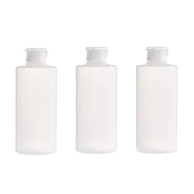 Image de Lot de 3 tubes en plastique transparent 200 ml avec bouchon à rabat, compressibles et rechargeables pour shampoing, gel douche, lotion tonique, liquide nettoyant le visage, transparent, 200ml
