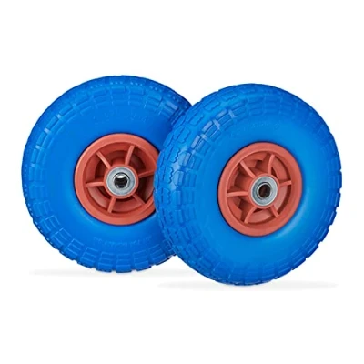 Image de Relaxdays Roue de Diable Set 2 en Caoutchouc, increvavbles, 260 x 85, 16 mm, 4.1/3.5 4 essieu 150 kg, Bleu Rouge